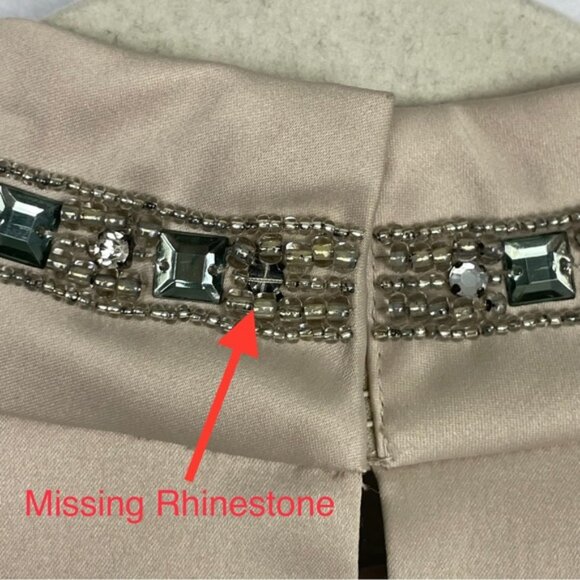 Karen Millen Champagne Rhinestone Collar Sleeveless  Formal‎ Occasion Satin Top - Picture 6 of 16